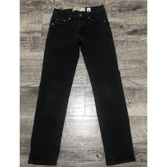 Penguin Girls Stretchy Jeans Sz 10 High Waist 24” Rise Black Denim Jegging C34 - Picture 1 of 6
